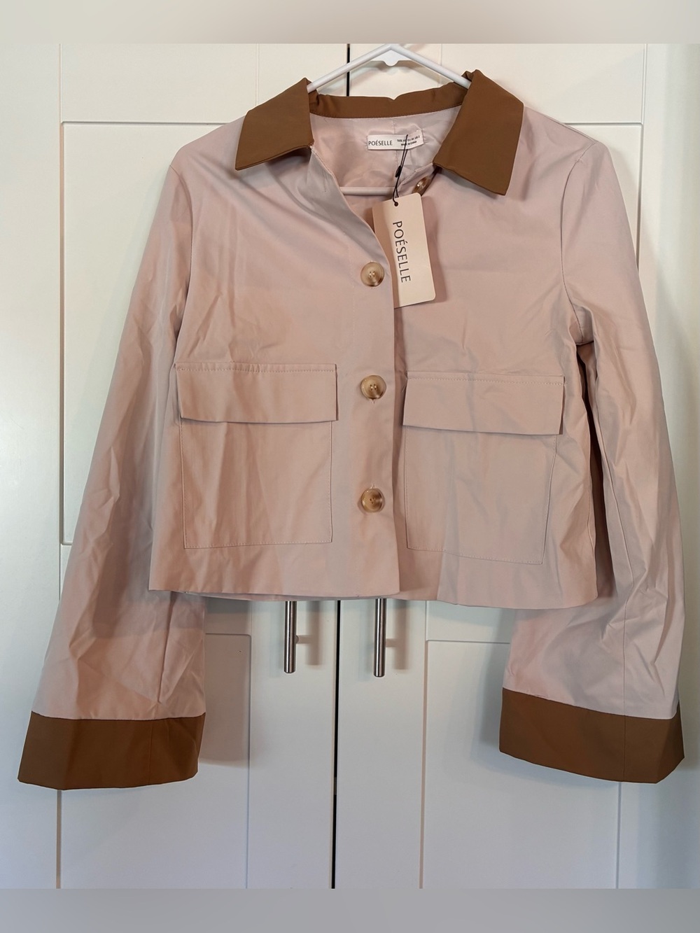 Cropped Jacket with Brown Trim